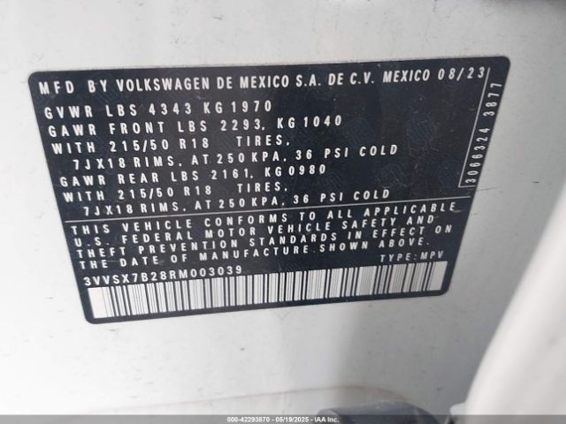 3VVSX7B28RM003039 Volkswagen Taos 1.5t Se