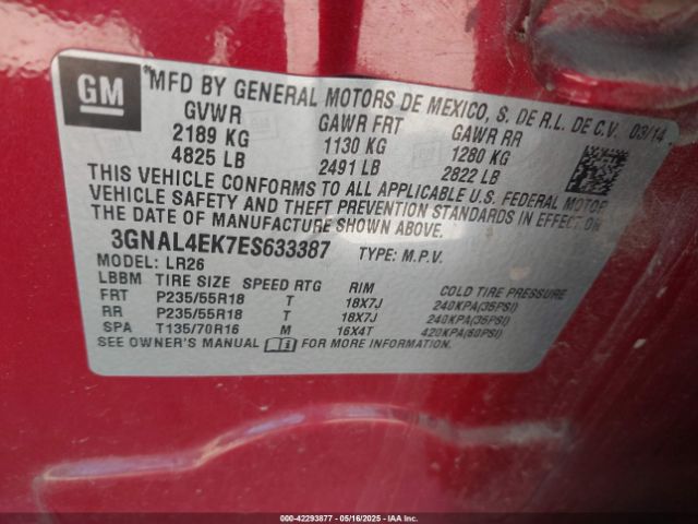 3GNAL4EK7ES633387 Chevrolet Captiva Sport Ltz