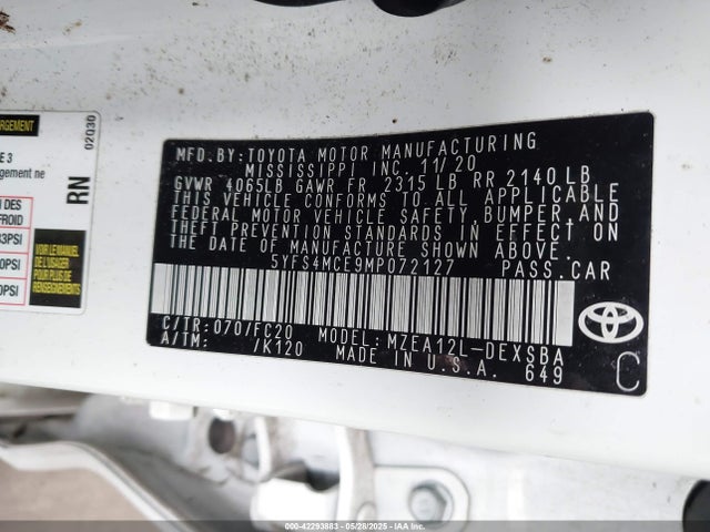 Toyota m20-fks 2021 5YFS4MCE9MP072127 Image 9