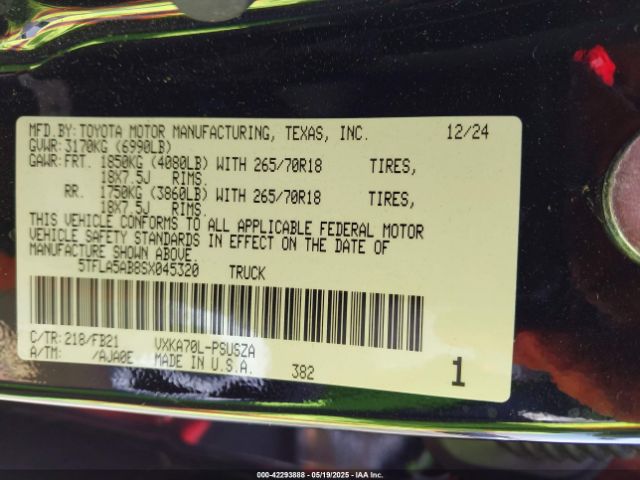 5TFLA5AB8SX045320 Toyota Tundra Sr5 2wd