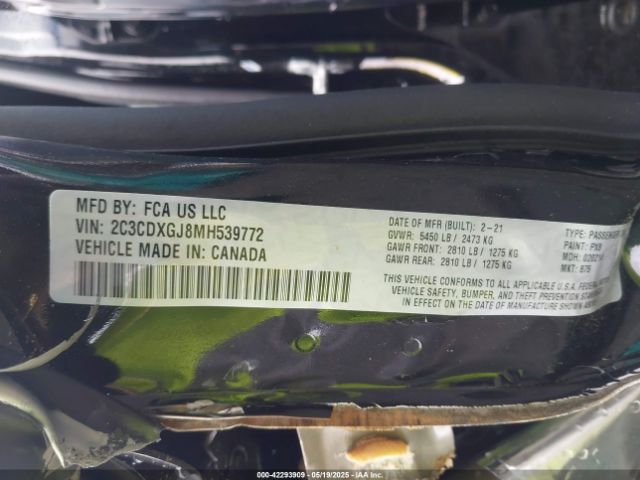 2C3CDXGJ8MH539772 Dodge Charger Scat Pack Rwd
