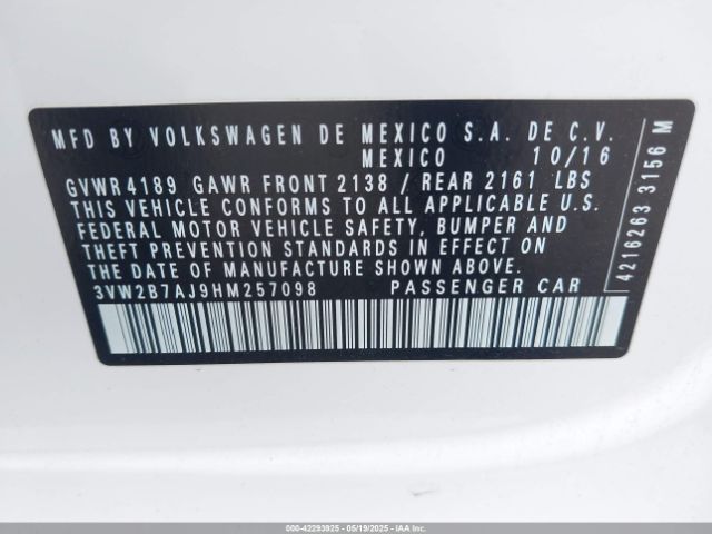 3VW2B7AJ9HM257098 Volkswagen Jetta 1.4t S