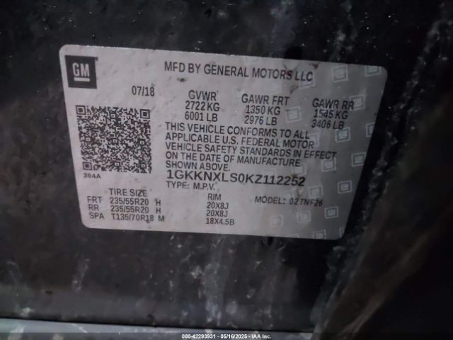 1GKKNXLS0KZ112252 GMC lgx - direct injection, variable valve timing, alum, gen 2