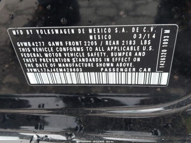 3VWL17AJ4EM428603 Volkswagen Jetta 1.8t Sel