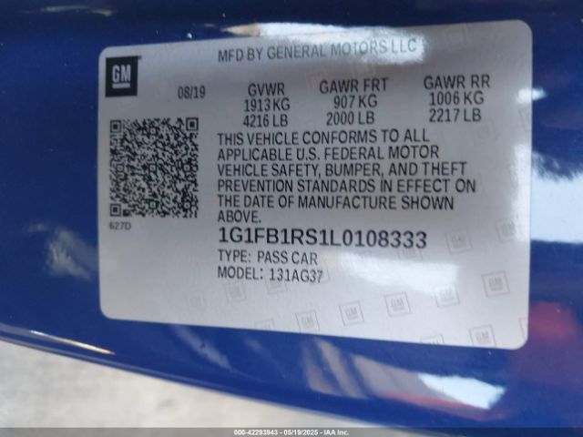 2020 CHEVROLET CAMARO 1G1FB1RS1L0108333 Photo 8