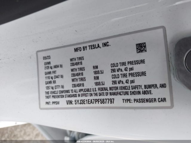 5YJ3E1EA7PF587797 Tesla 2023