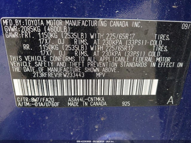 Toyota Rav4 Xle 2015 2T3RFREV9FW233443 Image 9
