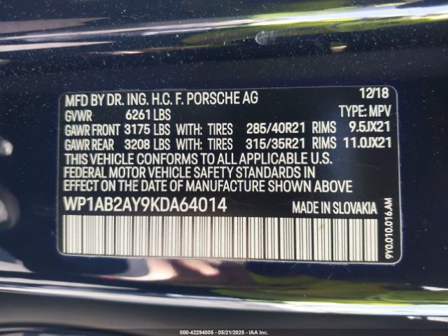 2019 PORSCHE CAYENNE WP1AB2AY9KDA64014 Photo 8