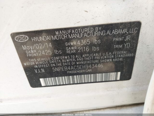 5NPEB4AC5EH943446 Hyundai SONATA GLS