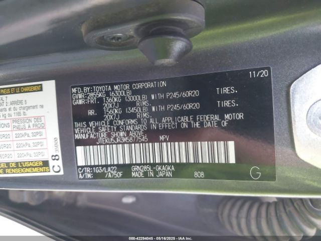JTEKU5JR3M5877545 Toyota 4runner Trail/sr5/sr5 Premium/limited/night Shade