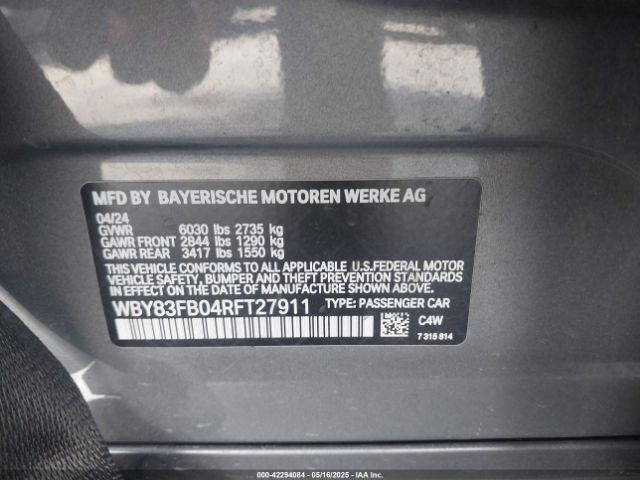 WBY83FB04RFT27911 BMW I4 Xdrive40