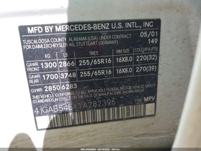2001 MERCEDES-BENZ ML 320 4JGAB54EX1A282396 Photo 8