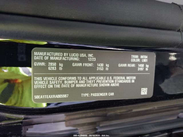 2024 LUCID AIR 50EA1TEAXRA005987 Photo 8