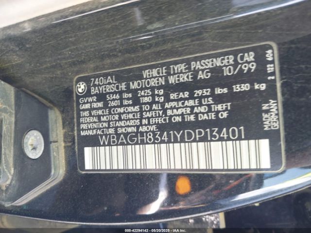 2000 BMW 740IL WBAGH8341YDP13401 Photo 8