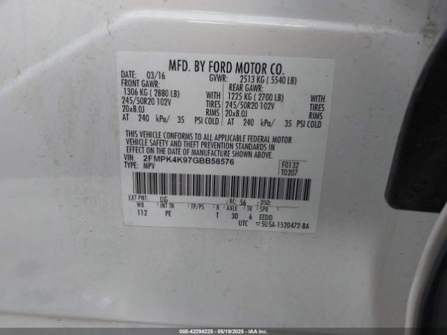 2016 FORD EDGE 2FMPK4K97GBB58576 Photo 8