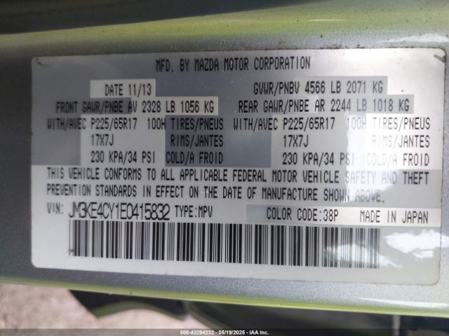JM3KE4CY1E0415832 Mazda Cx-5 Touring