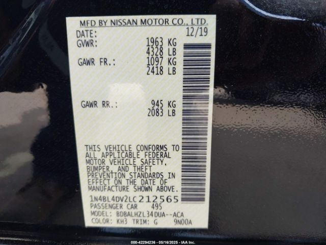 1N4BL4DV2LC212565 Nissan 2020