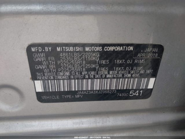 2018 MITSUBISHI OUTLANDER JA4AZ3A3XJZ058273 Photo 8