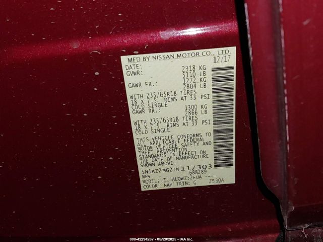 2018 NISSAN MURANO 5N1AZ2MG2JN117303 Photo 8