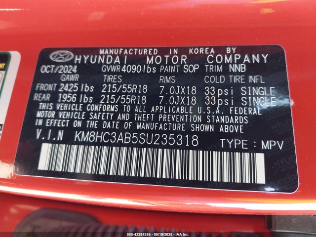 KM8HC3AB5SU235318 Hyundai mpi nu pe