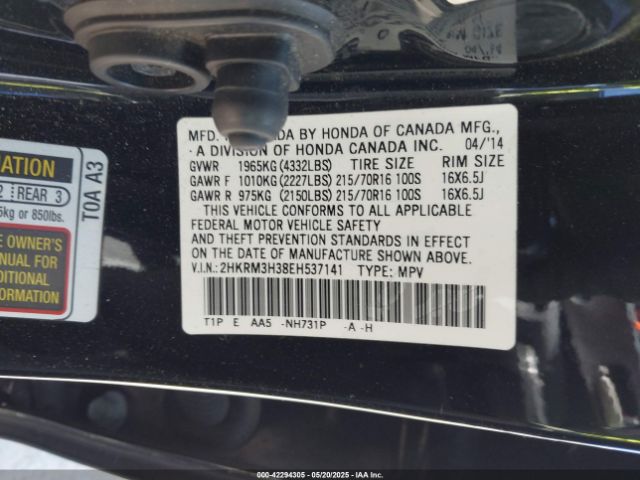 2HKRM3H38EH537141 Honda CR-V LX