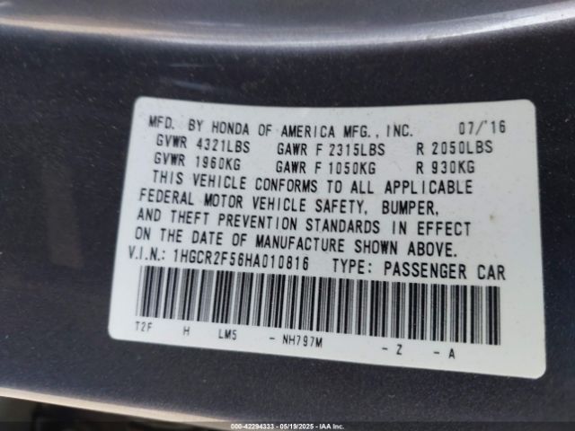1HGCR2F56HA010816 Honda Accord Sport