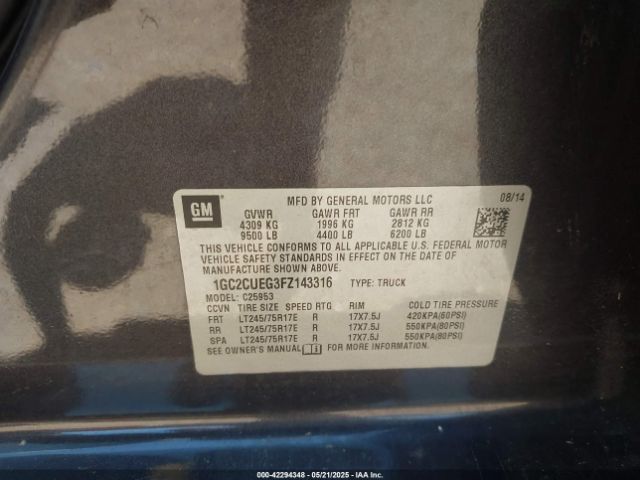 1GC2CUEG3FZ143316 Chevrolet Silverado 2500hd Wt
