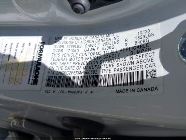 2HGFC2F6XMH506592 Honda Civic Lx