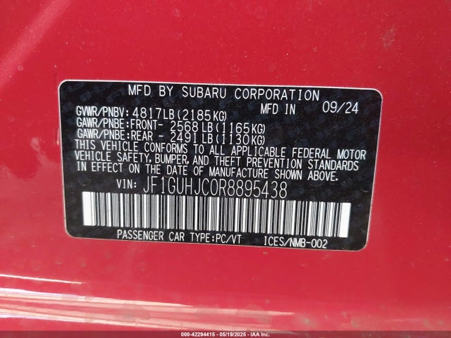 JF1GUHJC0R8895438 Subaru na