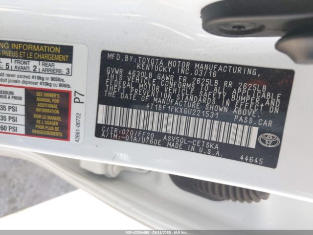4T1BF1FKXGU221531 Toyota CAMRY SE