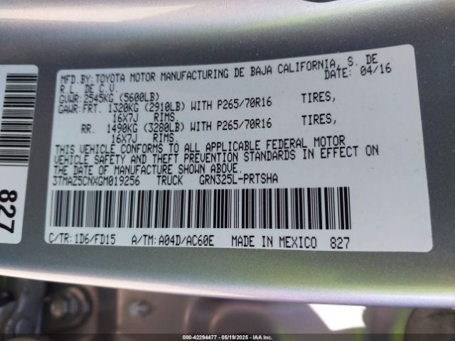 3TMAZ5CNXGM019256 Toyota Tacoma Trd Off Road