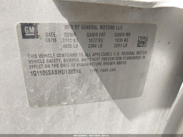 1G1105SAXHU138214 Chevrolet IMPALA 1LT