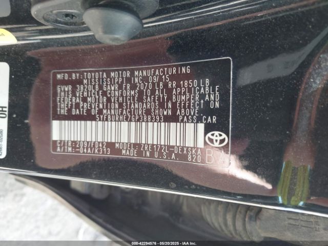 5YFBURHE7GP388393 Toyota Corolla S Plus