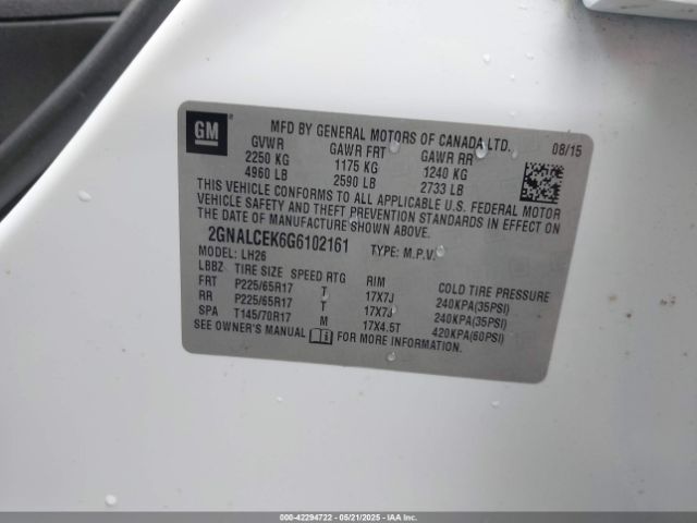 2GNALCEK6G6102161 Chevrolet EQUINOX LT