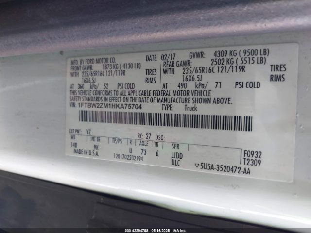 1FTBW2ZM1HKA75704 Ford Transit-350