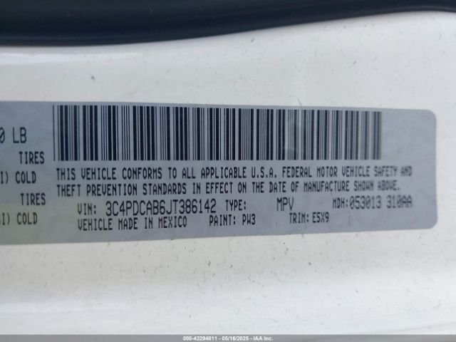 3C4PDCAB6JT386142 Dodge JOURNEY SE