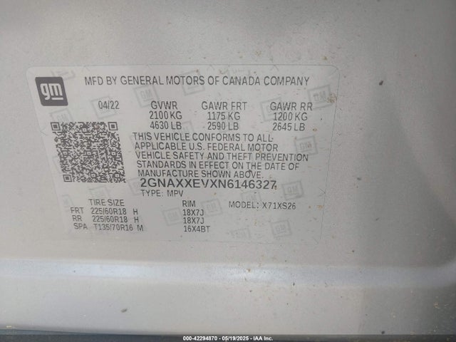 Chevrolet Equinox Awd Premier 2022 2GNAXXEVXN6146327 Image 9