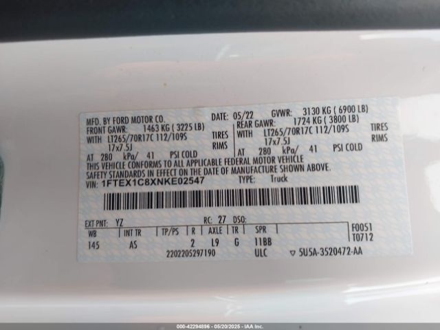 1FTEX1C8XNKE02547 Ford F-150 Xl