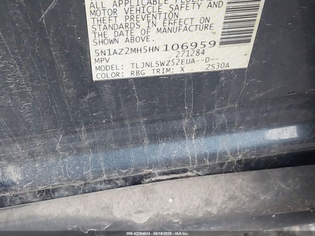 5N1AZ2MH5HN106959 Nissan Murano Platinum