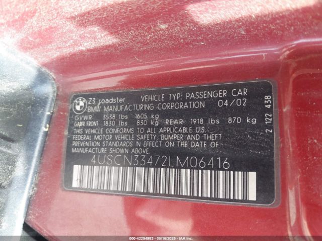 2002 BMW Z3 4USCN33472LM06416 Photo 8