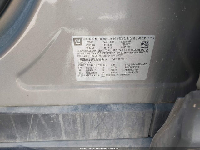 3GNAXSEV7JS599254 Chevrolet EQUINOX LT