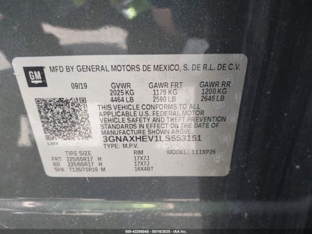 2020 CHEVROLET EQUINOX 3GNAXHEV1LS553151 Photo 8
