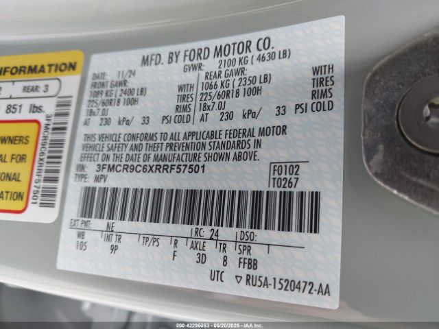 2024 FORD BRONCO SPORT 3FMCR9C6XRRF57501 Photo 8