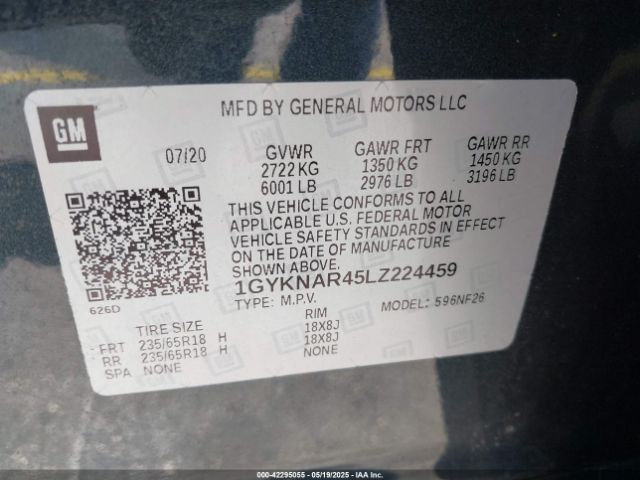 1GYKNAR45LZ224459 Cadillac Xt5 Fwd Luxury