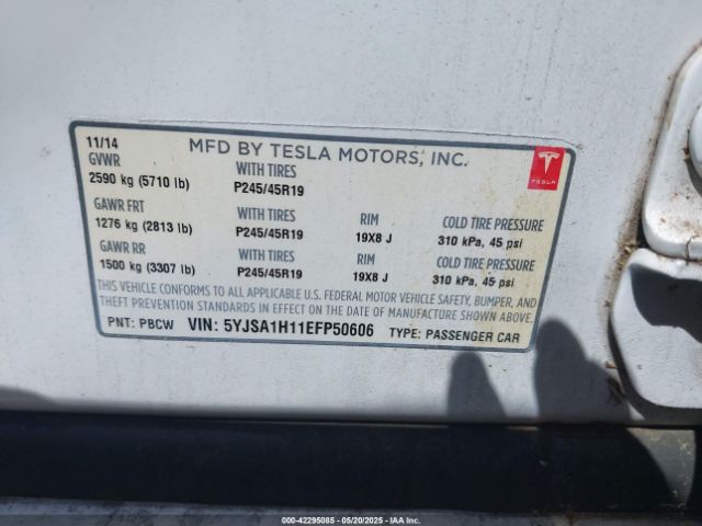 5YJSA1S10EFP50606 Tesla MODEL S