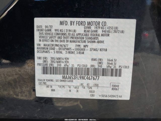 2022 FORD ECOSPORT MAJ6S3FL9NC467677 Photo 8