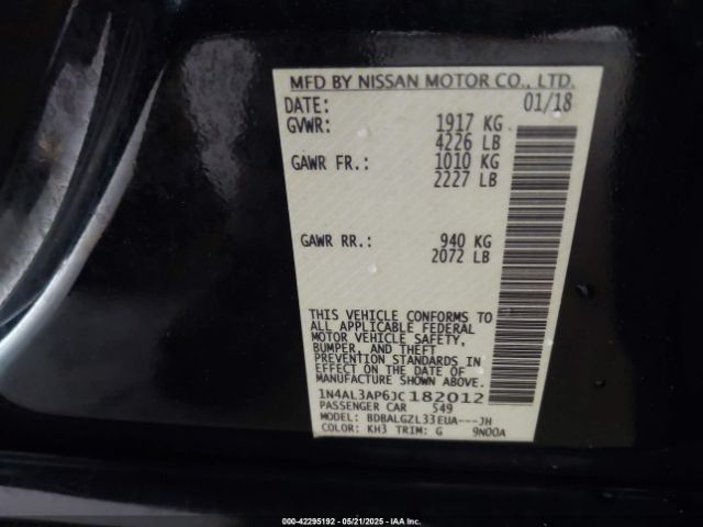 1N4AL3AP6JC182012 Nissan Altima 2.5 S