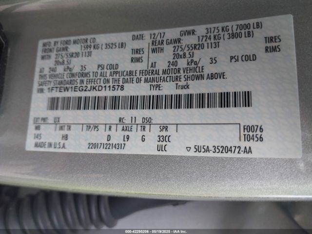 2018 FORD F-150 1FTEW1EG2JKD11578 Photo 8