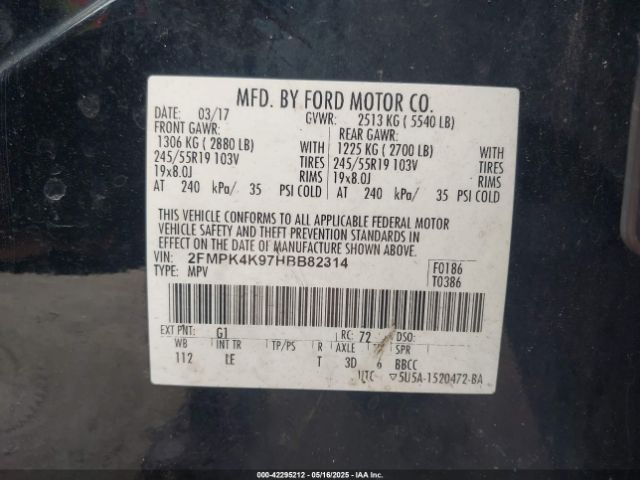 2FMPK4K97HBB82314 Ford Edge Titanium
