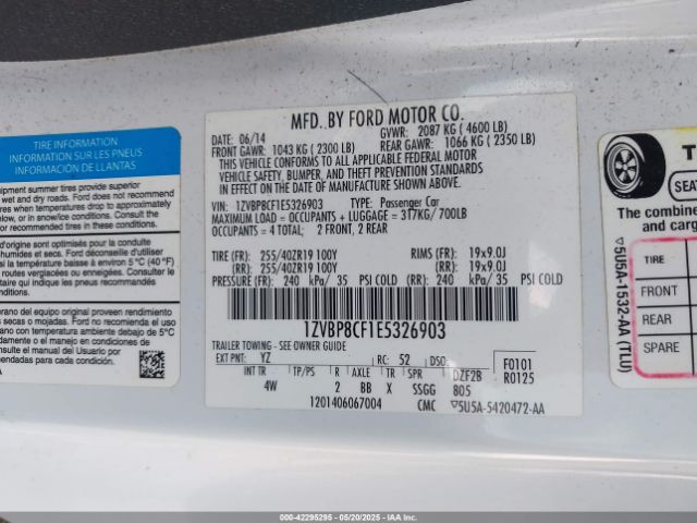 1ZVBP8CF1E5326903 Ford Mustang Gt Premium